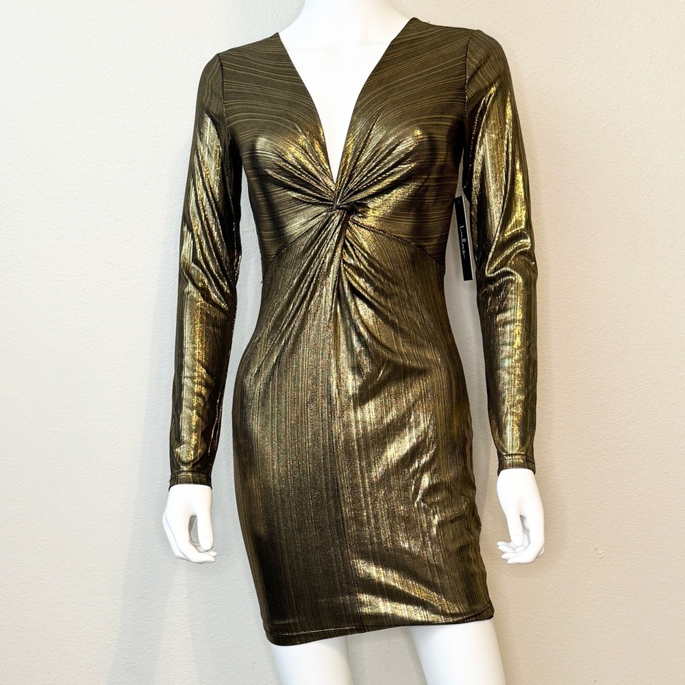 Black and Gold Mini Dress with Sleeves